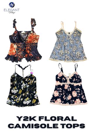 Y2K Floral Camisole Tops - EV2341