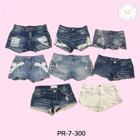 Women's Embroidered Denim Mini Shorts – Vintage Y2K High Waist Style (PR-7-300)