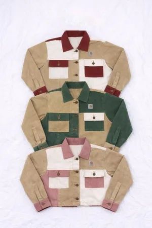 CR2048 Upcycled Two-Tone Utility Cropped Jacket