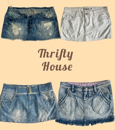 Y2K Light Wash Denim Mini Skirts(TH/572)