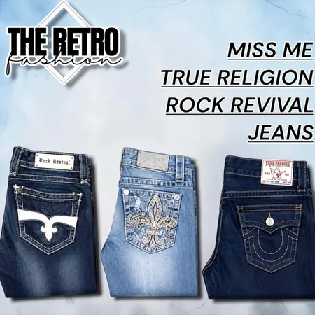 YW-328/ Y2k jeans Miss Me True Religion et Rock Revival embelliés