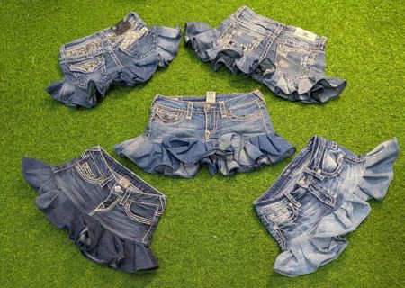 8027 - Miss me, True Religion Upcycled Mini Denim Skirts