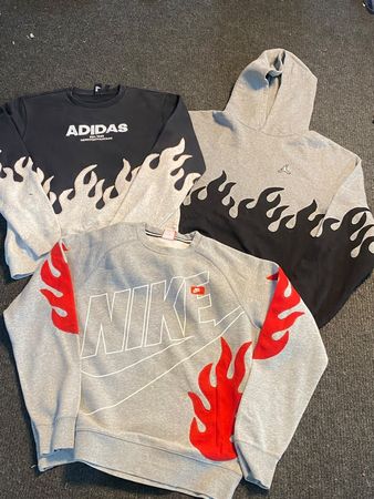 Upcycled Mixed Brand Flame Design Hoodies serial-0002