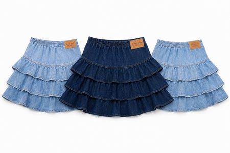 CR2072 Upcycled Ruffle Denim Skirt