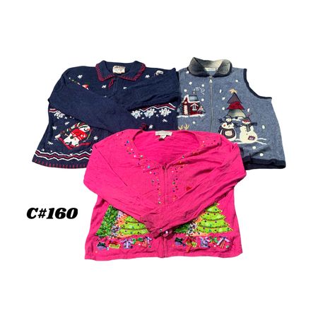 Wholesale Vintage Christmas Sweaters Bundle | 10pcs Women’s Holiday Cardigans Mix (Heirloom Collectibles,Victoria Jones, Studio S-XL) C#160