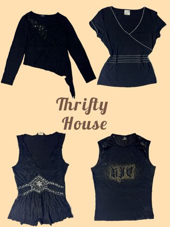 Y2K Aesthetic Black Tops(TH/535)