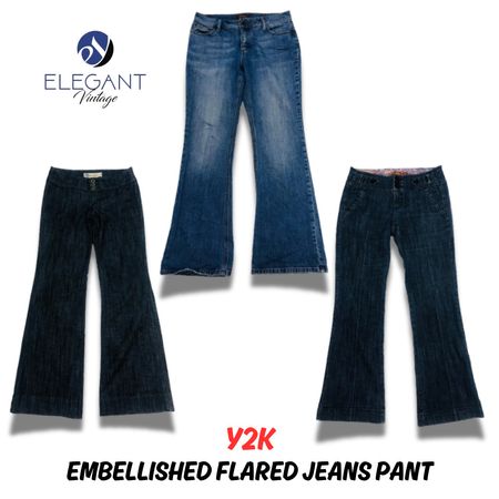 Jeans a zampa d'elefante decorati Y2K - EV0550