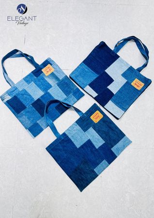 Borsa in denim patchwork riciclato - EVR0554