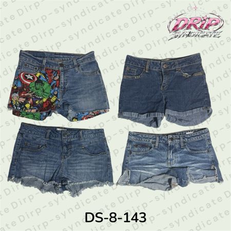 Y2K Denim Mini Shorts – Low Rise Vintage Blue Jean Hot Pants (DS-8-143)