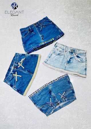 Upcycled Denim Mini Skirts - EVR0375