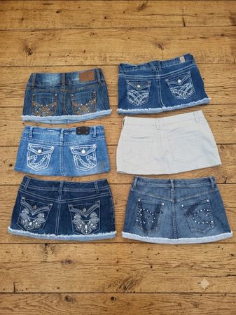 Pacote Atacado de Saia Mini de Denim Vintage Y2K Com Apliques (A-22)