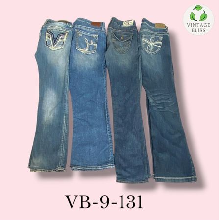 Y2K Vintage Embroidered Jeans Wholesale Bundle Assorted Styles (VB-9-131) 11 piece