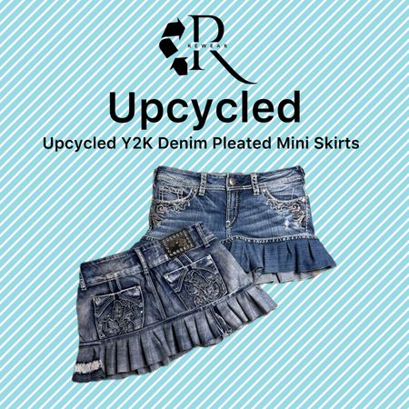 Upcycled Y2K Denim Pleated Mini Skirt