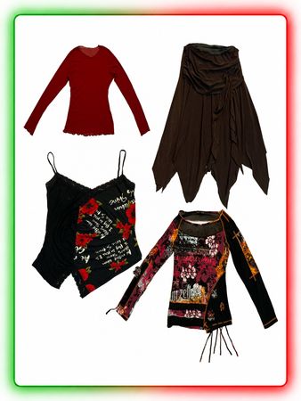 Women’s Mixed Tops & Skirt Bundle | Cami, Long Sleeve & Printed Styles(RM-16)