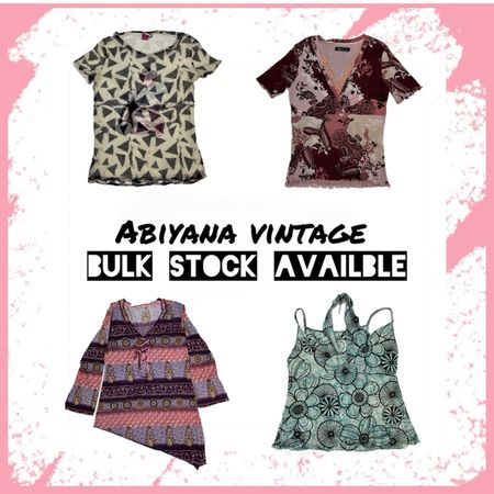 Y2K Durchsichtige Netzoberteile & Boho-Blusen - Vintage 90er geometrische, Paisley- & Blumendruck-Tunika-Bundle -AV-118