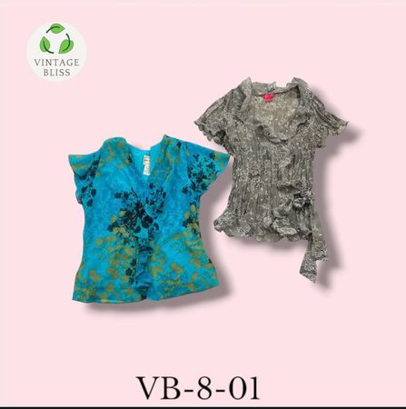 Y2K Mix Printed Poly Blouse Wholesale Bundle( VB-8-01) 10 piece