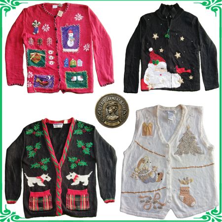 Vintage Heavy Knit Novelty Jumper Sweater Ugly Christmas Cardigans Lot A97
