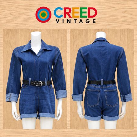 CR2280 UPCYCLED DENIM BELTED ROMPER