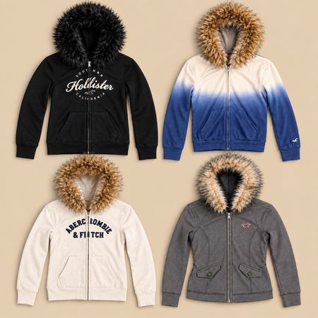Abercombie & Fitch und Hollister Upcycling-Fellkapuzenjacke