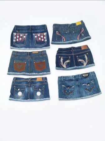 Mini Saia de Jeans Vintage dos Anos 90/2000 Mix (VM-132)