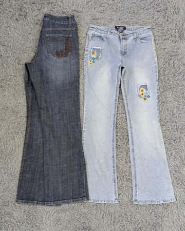 ***Jean évasé Y2K – Denim rétro des années 2000 brodé