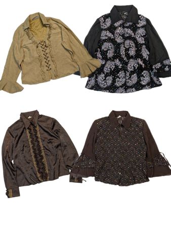 Y2K Beaded and Ruffled Blouses (TR-1014)