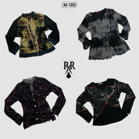 Y2k Black Gothic Full Sleeve Tops (AA-1353)