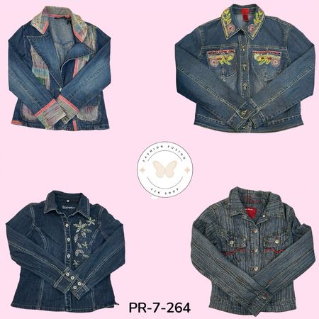 Women’s Y2K Vintage Denim Jacket – Classic Oversized Streetwear Style (PR-7-264)