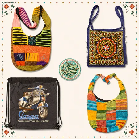 Y2K Vintage Patchwork & Gestickte Taschen :5 Stück