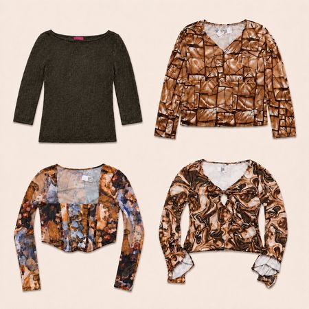 Retro Brown Statement Tops