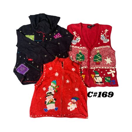 Pacote de Suéteres de Natal Vintage por Atacado | 10 peças de Cardigans Femininos de Férias Mix (Studio, Bobbie Brooks S-L) C#169