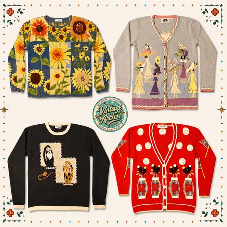 Vintage Heavy Novelty Knits Jumpers: 10 Stück (S7)