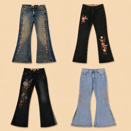 Upcycled Embroidered Y2k Style Jeans
