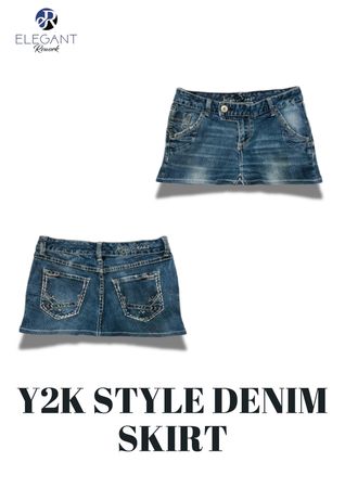 Upcycled Y2K Style Denim Skirts - EVR0246
