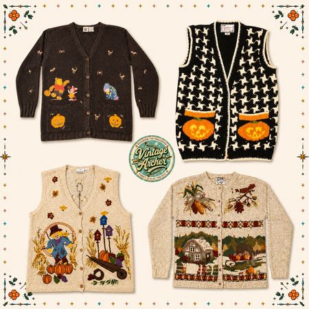 Vintage Heavy Knit Novelty Jumpers Mix Bundle 10pcs (S9)