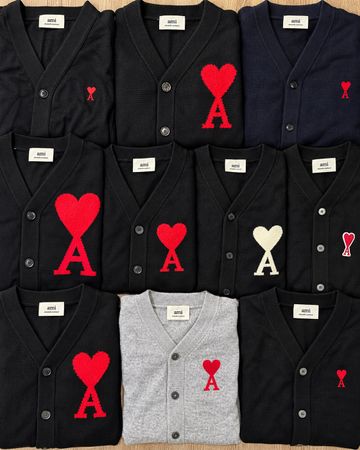 AMI PARIS Heart Logo Cardigans | Premium Designer Knitwear | Vintage Luxury
