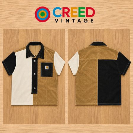 CR2258 UPCYCLED CARHARTT COLORBLOCK CORDUROY SHIRT