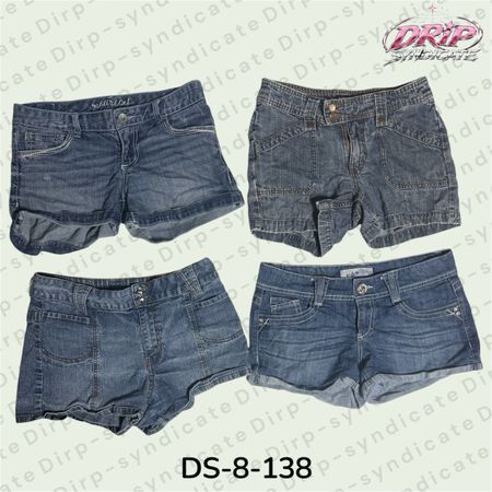 Y2K Denim Mini Shorts – Low Rise Vintage Blue Jean Shorts (DS-8-138)