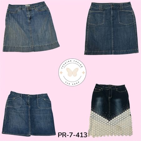Women’s Y2K Denim Midi Skirt – Vintage Casual Everyday Style  (PR-7-413)