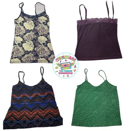 Printed Lace Trim Cami Tops Y2K Edit | VR-428