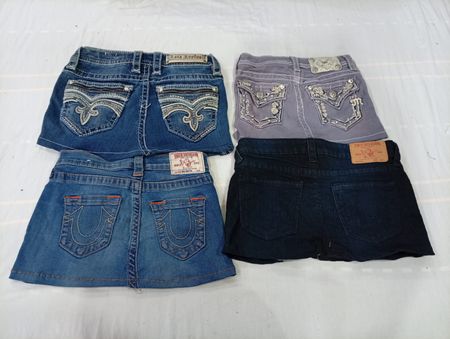 CR10573 Upcycled Mix Branded Kids’ Mini Denim Skirts