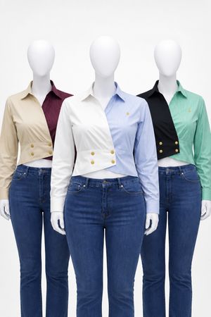 CR1128 Upcycled Buttoned Waist Crop Top