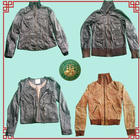 Euro Original Leather Jacket | Y2K Grunge Biker Outerwear | Vintage 6-Piece Bundle