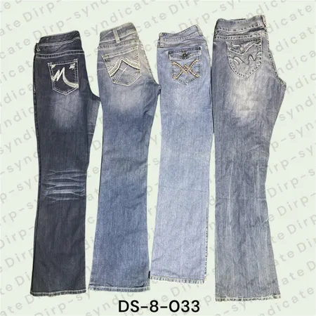 Jeans a zampa d'elefante ricamati retro anni 2000 (DS-8-033)