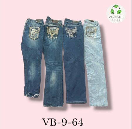 Y2K Vintage Stickerei Schlagjeans Großhandelsbundle (VB-9-46) 8 Teile