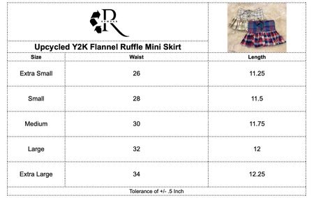 Upcycled Y2K Flannel Ruffle Mini Skirt