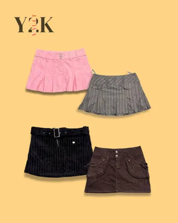Y2K 2000s Cargo & Pleated Mini Skirt Bundle (Yv-813)