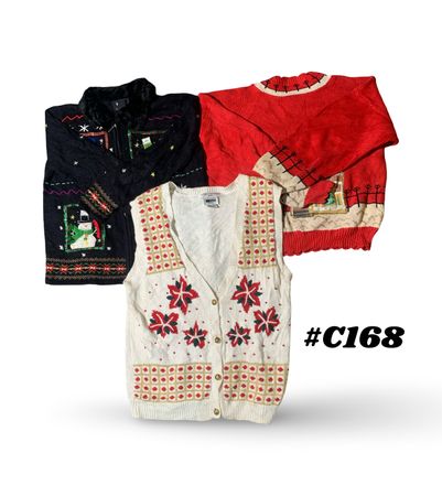 Wholesale Vintage Christmas Sweaters Bundle | 10pcs Women’s Holiday Cardigans Mix (Victoria Jones, Studio, Bobbie Brooks S-XL) C#168