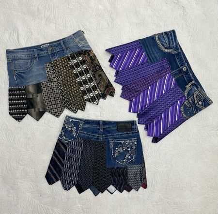 Upcycle Y2K Style Denim Skirt With Tie (DV -07)