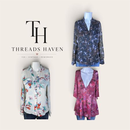 THB00036 Y2K Mesh Sleeves Blouses – Embroidery Vintage Tops